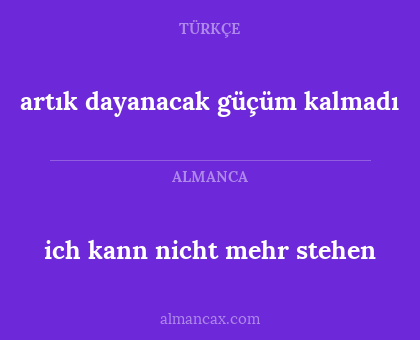 artık dayanacak güçüm kalmadı - ich kann nicht mehr stehen