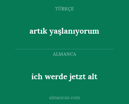 ich werde jetzt alt - artık yaşlanıyorum