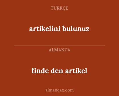 artikelini bulunuz - finde den artikel