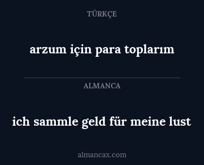 arzum için para toplarım - ich sammle geld für meine lust