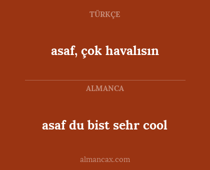 asaf du bist sehr cool - asaf, çok havalısın