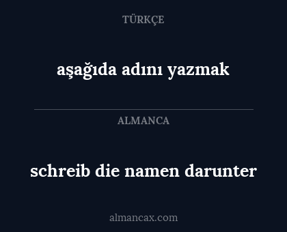 aşağıda adını yazmak - schreib die namen darunter
