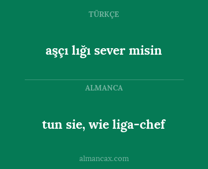 aşçı lığı sever misin - tun sie, wie liga-chef