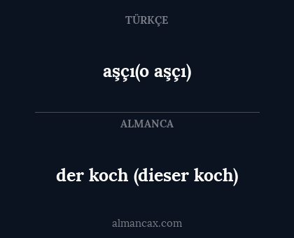 aşçı(o aşçı) - der koch (dieser koch)