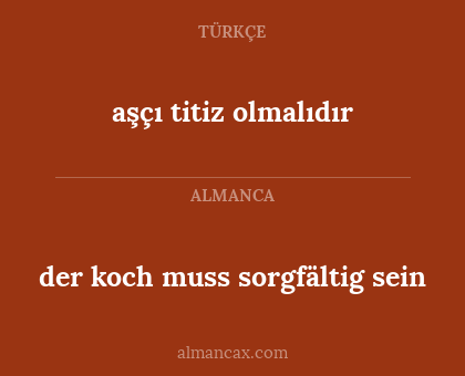 der koch muss sorgfältig sein - aşçı titiz olmalıdır