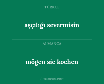 mögen sie kochen - aşçılığı severmisin