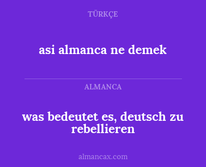 asi almanca ne demek - was bedeutet es, deutsch zu rebellieren