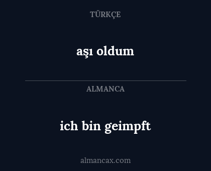aşı oldum - ich bin geimpft