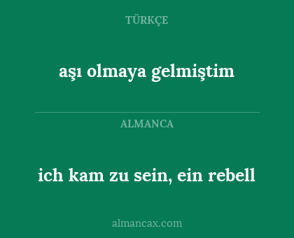 ich kam zu sein, ein rebell - aşı olmaya gelmiştim