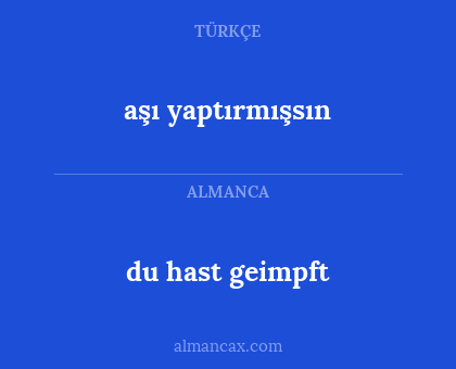 aşı yaptırmışsın - du hast geimpft