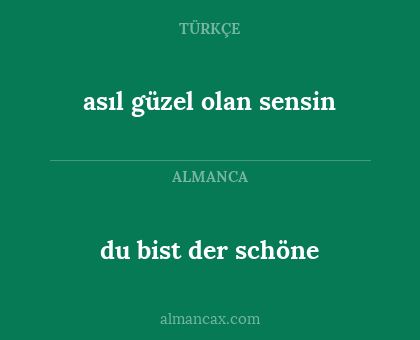 du bist der schöne - asıl güzel olan sensin