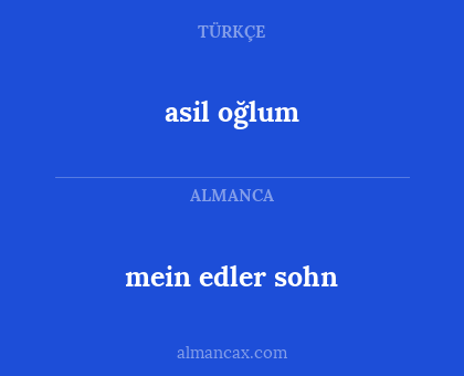 asil oğlum - mein edler sohn