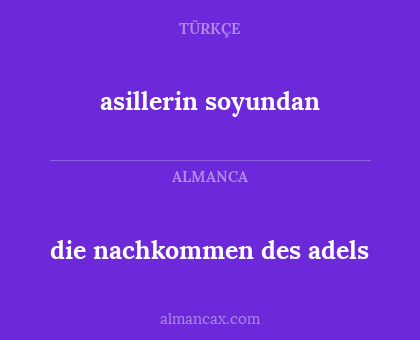 asillerin soyundan - die nachkommen des adels