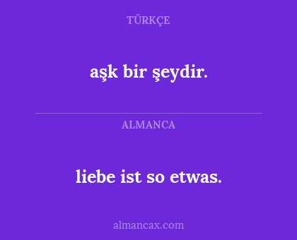 liebe ist so etwas. - aşk bir şeydir.