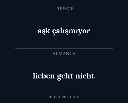 aşk çalışmıyor - lieben geht nicht