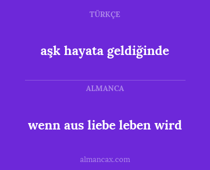 wenn aus liebe leben wird - aşk hayata geldiğinde