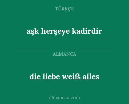 aşk herşeye kadirdir - die liebe weiß alles