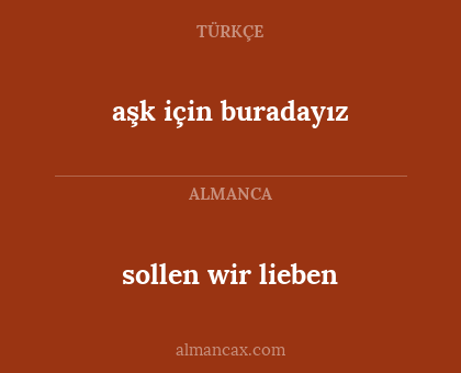 sollen wir lieben - aşk için buradayız