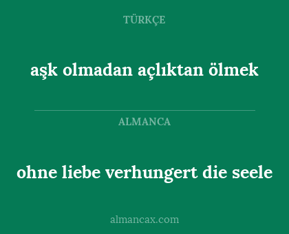 aşk olmadan açlıktan ölmek - ohne liebe verhungert die seele