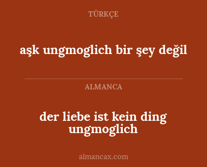 der liebe ist kein ding ungmoglich - aşk ungmoglich bir şey değil