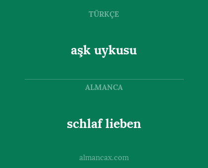 schlaf lieben - aşk uykusu