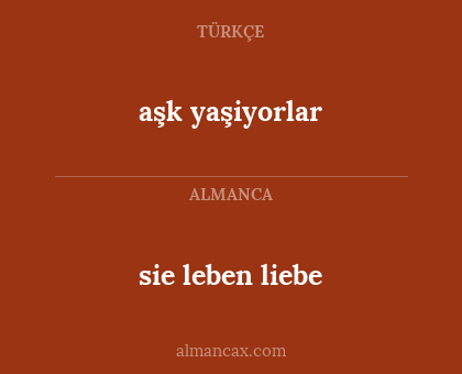sie leben liebe - aşk yaşiyorlar