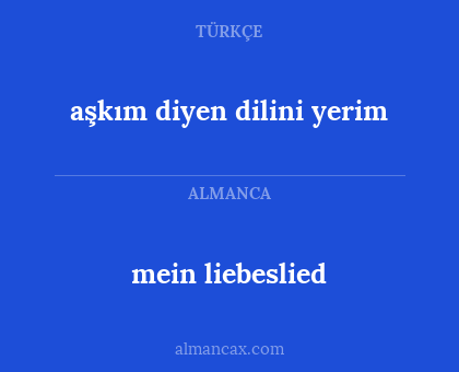 aşkım diyen dilini yerim - mein liebeslied