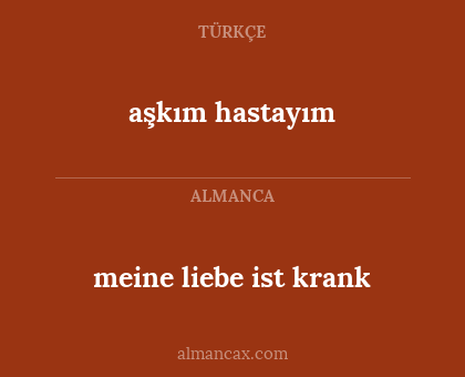meine liebe ist krank - aşkım hastayım