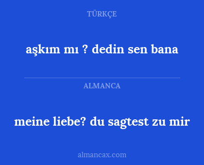 aşkım mı ? dedin sen bana - meine liebe? du sagtest zu mir