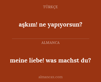 aşkım! ne yapıyorsun? - meine liebe! was machst du?