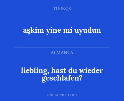 liebling, hast du wieder geschlafen? - aşkim yine mi uyudun