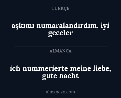 aşkımı numaralandırdım, iyi geceler - ich nummerierte meine liebe, gute nacht