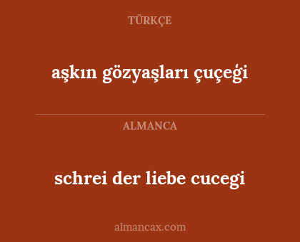 schrei der liebe cucegi - aşkın gözyaşları çuçeģi