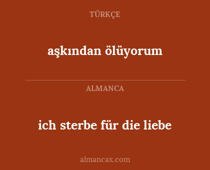 ich sterbe für die liebe - aşkından ölüyorum