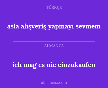 ich mag es nie einzukaufen - asla alışveriş yapmayı sevmem