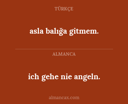 asla balığa gitmem. - ich gehe nie angeln.