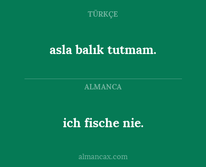 asla balık tutmam. - ich fische nie.