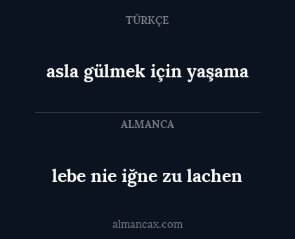 lebe nie iğne zu lachen - asla gülmek için yaşama