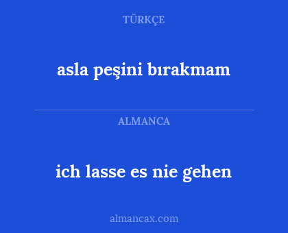 asla peşini bırakmam - ich lasse es nie gehen