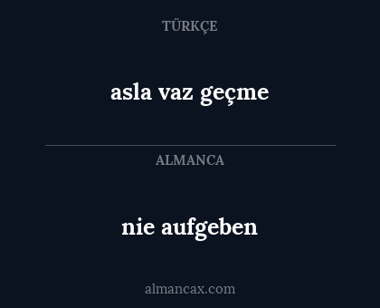 asla vaz geçme - nie aufgeben
