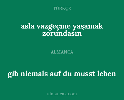 asla vazgeçme yaşamak zorundasın - gib niemals auf du musst leben