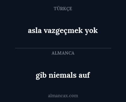 gib niemals auf - asla vazgeçmek yok