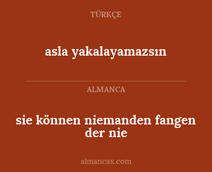 asla yakalayamazsın - sie können niemanden fangen der nie