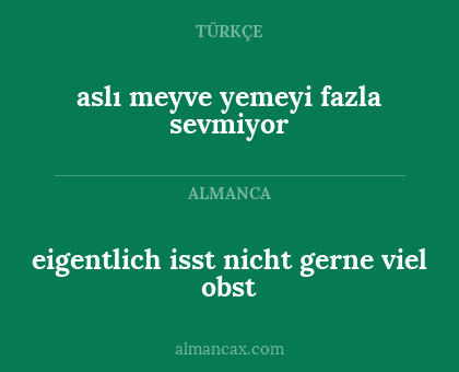 eigentlich isst nicht gerne viel obst - aslı meyve yemeyi fazla sevmiyor