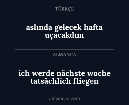 aslında gelecek hafta uçacakdım - ich werde nächste woche tatsächlich fliegen