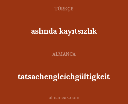 tatsachengleichgültigkeit - aslında kayıtsızlık
