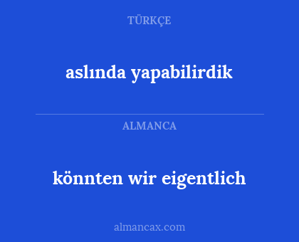 aslında yapabilirdik - könnten wir eigentlich