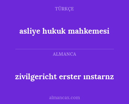 zivilgericht erster ınstarnz - asliye hukuk mahkemesi