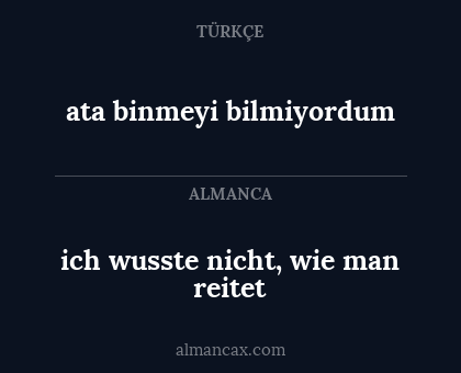 ata binmeyi bilmiyordum - ich wusste nicht, wie man reitet