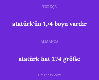 atatürk hat 1,74 größe - atatürk'ün 1,74 boyu vardır